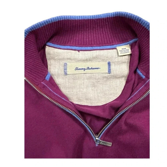 Tommy Bahama Men's Purple‎ 1/2 Zip Pullover Cashmere Cotton Sweater Size Medium - Picture 4 of 9